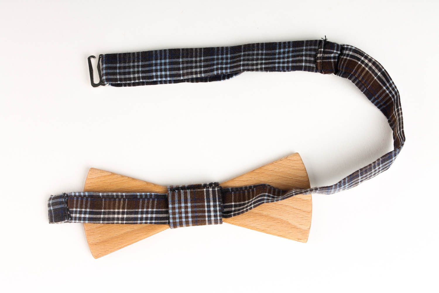 Corbata de lazo artesanal pajarita moderna accesorio unisex de madera de haya foto 3