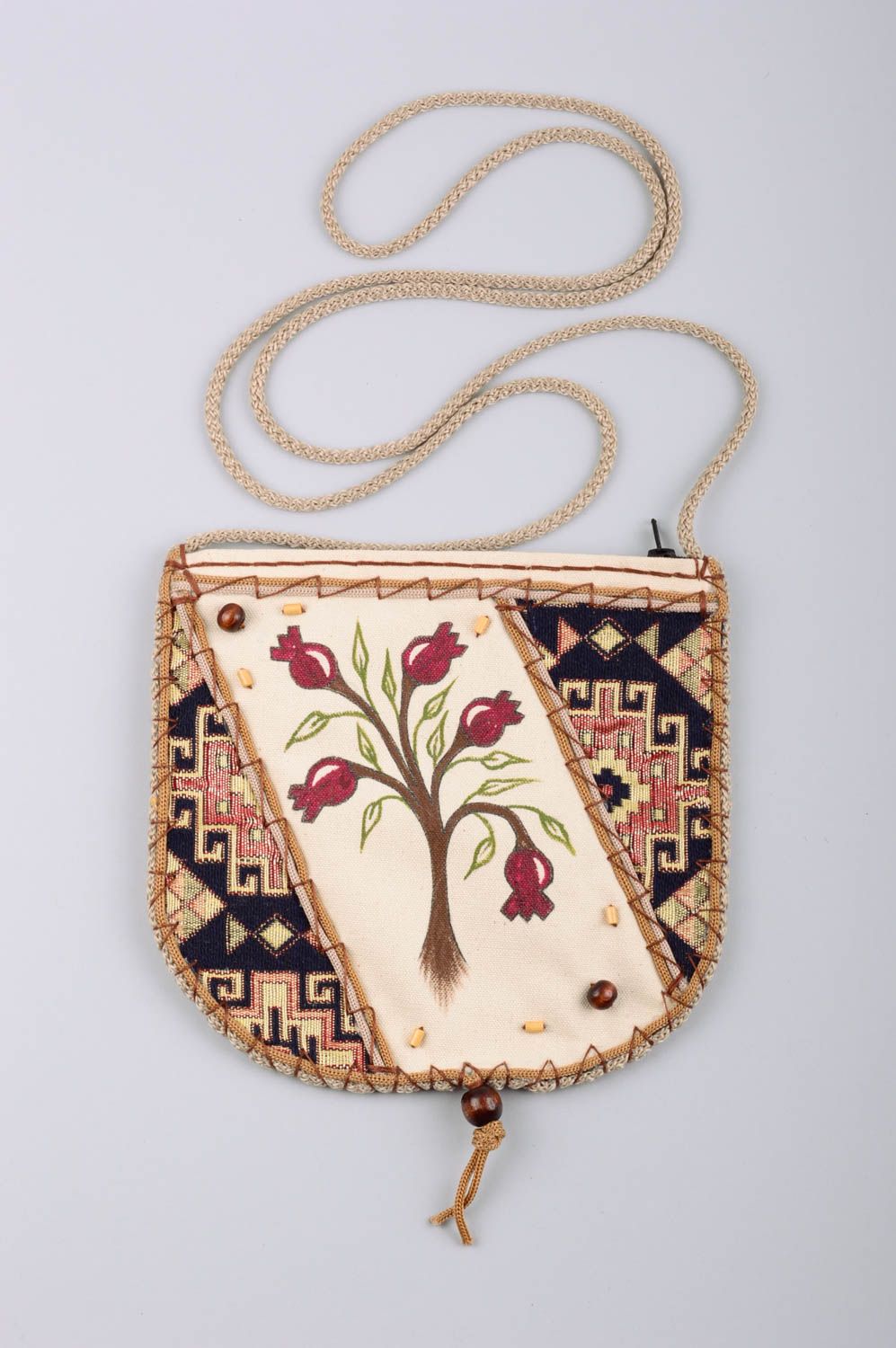 Damen Schultertasche aus Textil originell handmade Accessoire Baum mit Granaten  foto 1
