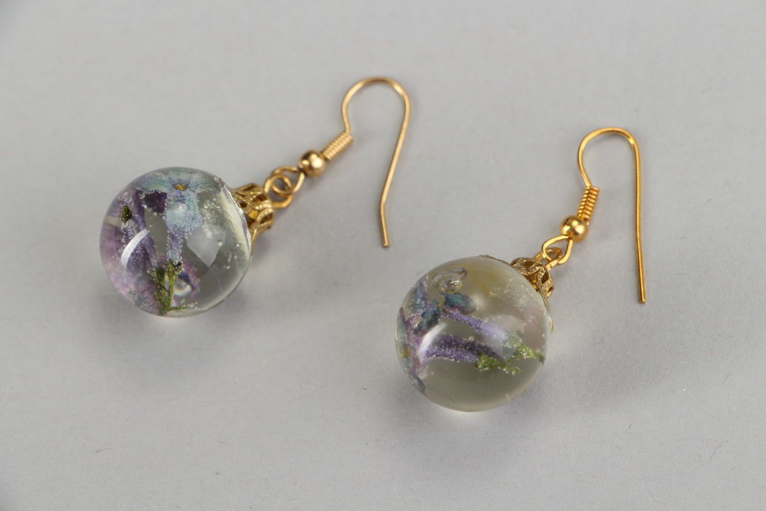 Earrings Lilac in ball photo 3