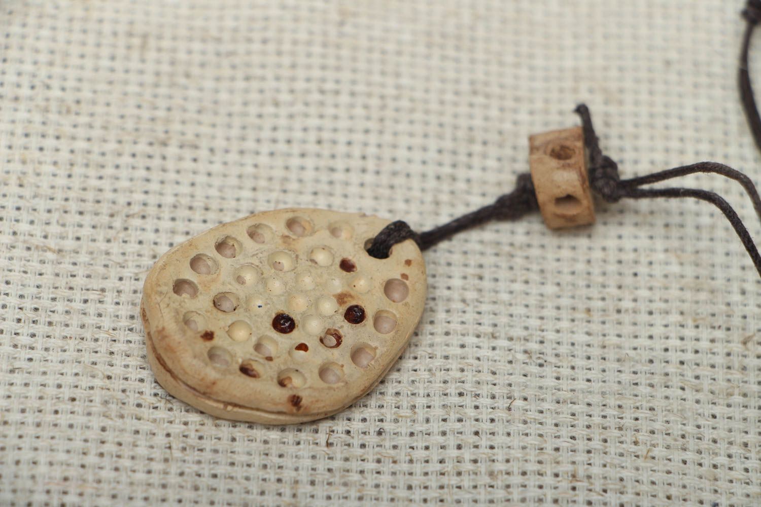 Ceramic pendant with cord photo 2