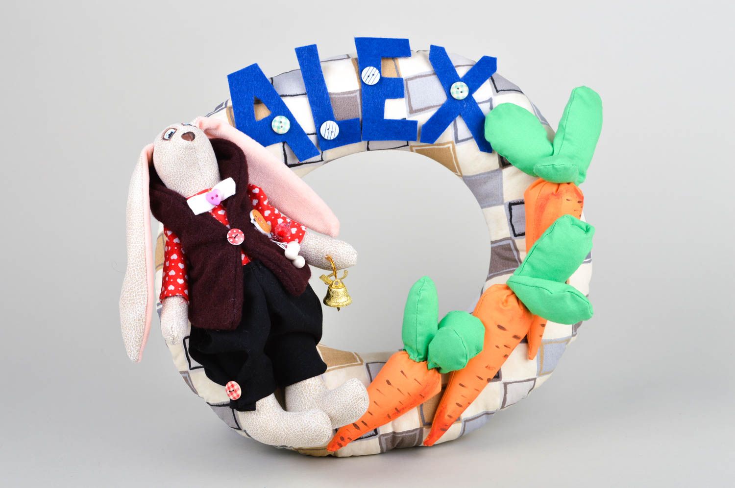Игрушка заяц ручной работы авторская игрушка из ткани стильный подарок малышу фото 1