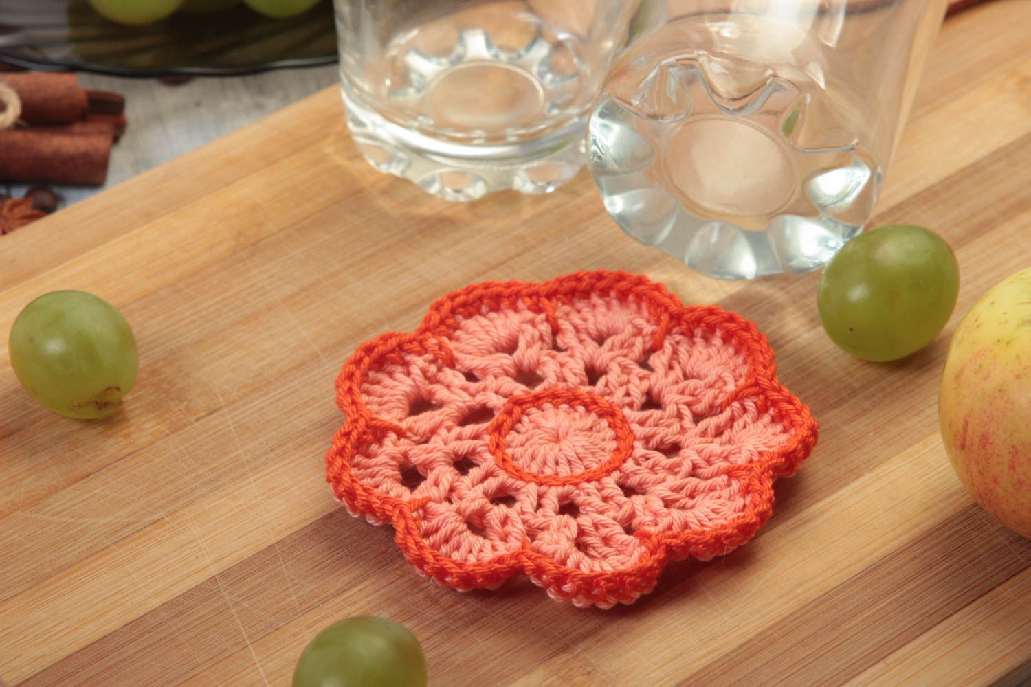 Beautiful handmade crochet coaster designer hot pads kitchen design gift ideas photo 1