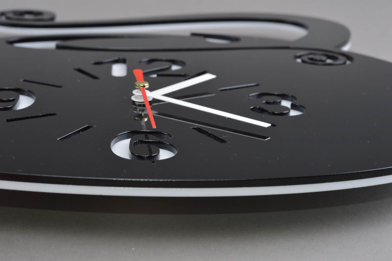 Horloge murale théière noire en verre acrylique faite main mécanisme silencieux photo 4