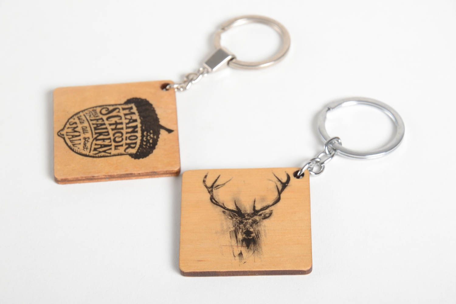 Handmade keychain wooden keychains set of 2 products unusual gift for men photo 2