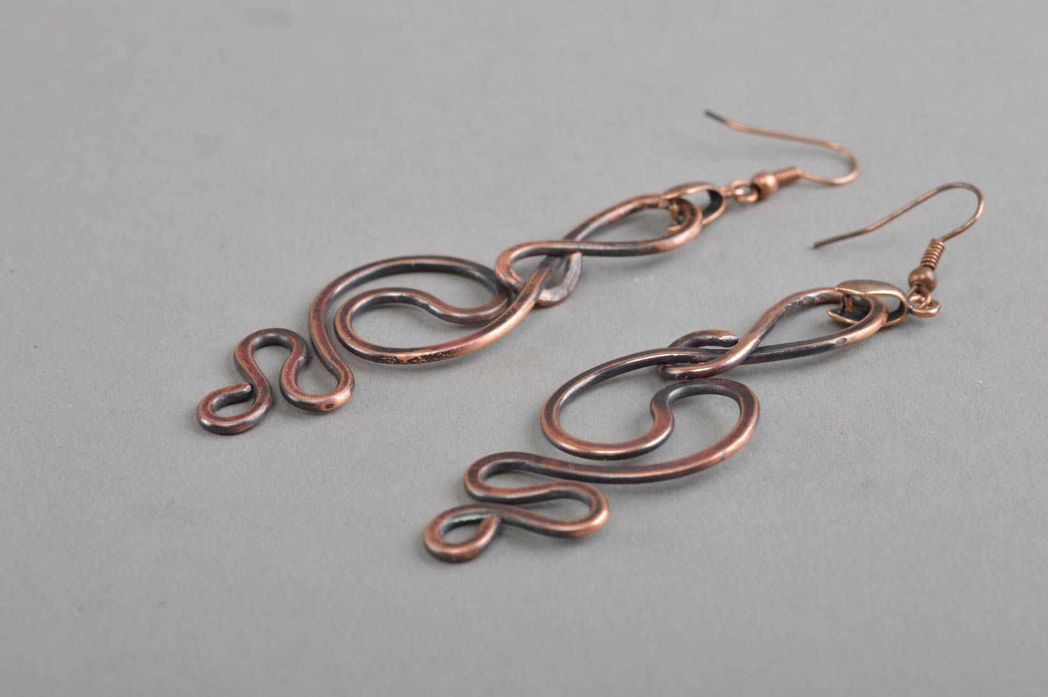 Originelle Designer Ohrringe aus Kupfer stilvoll schön künstlerische Handarbeit foto 3