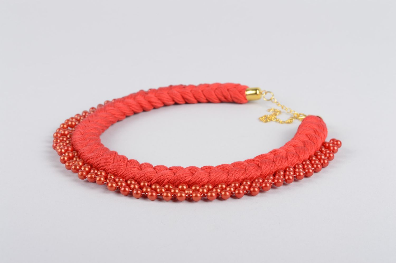 Handmade rotes Damen Collier Modeschmuck Halskette Accessoire für Frauen Zopf foto 2