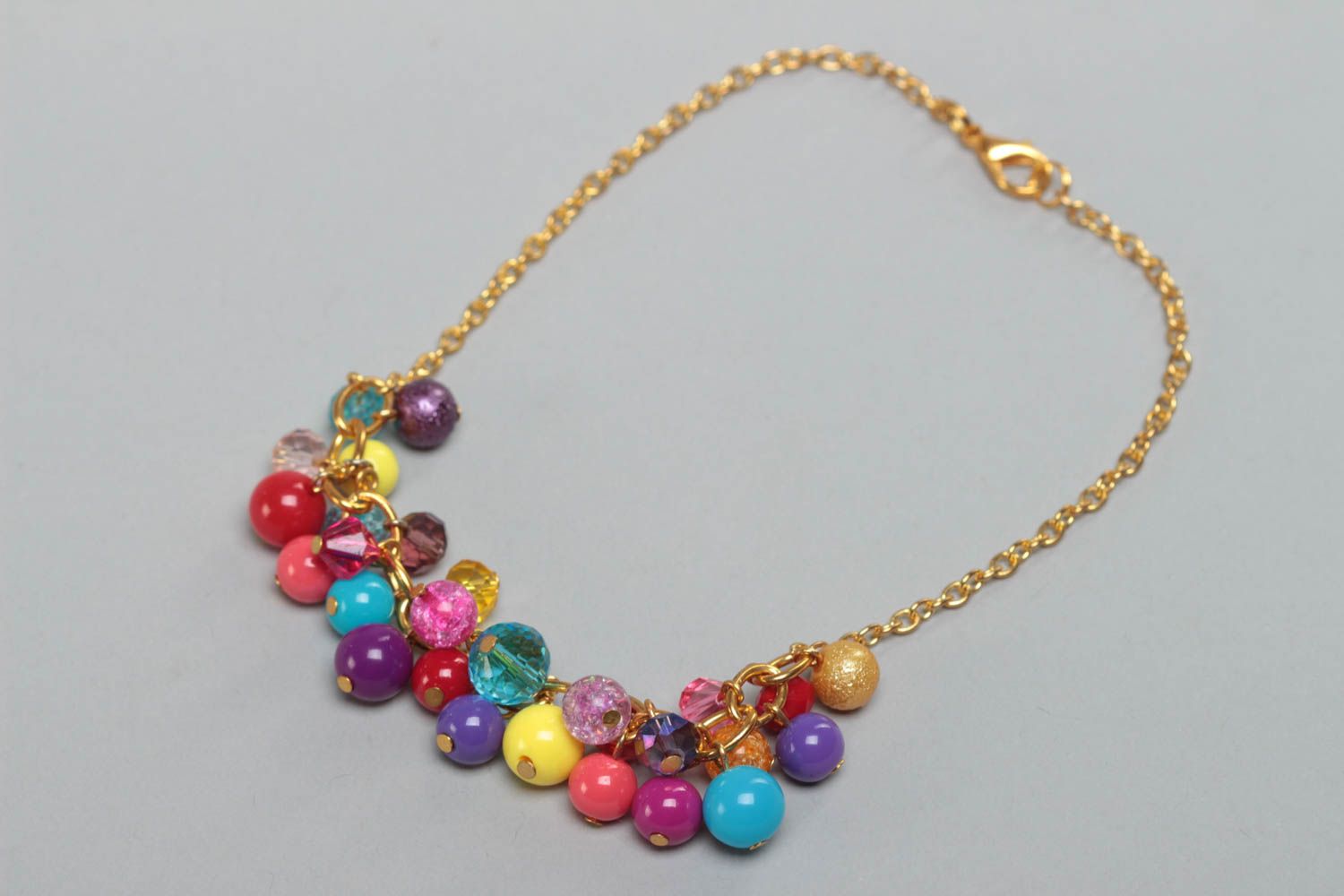 Beautiful stylish handmade children's necklace on chain with bright beads photo 2