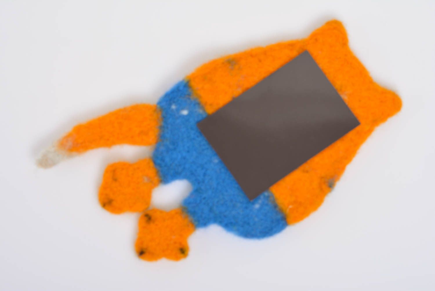 Handmade funny soft toy fridge magnet felted of natural wool orange cat photo 5