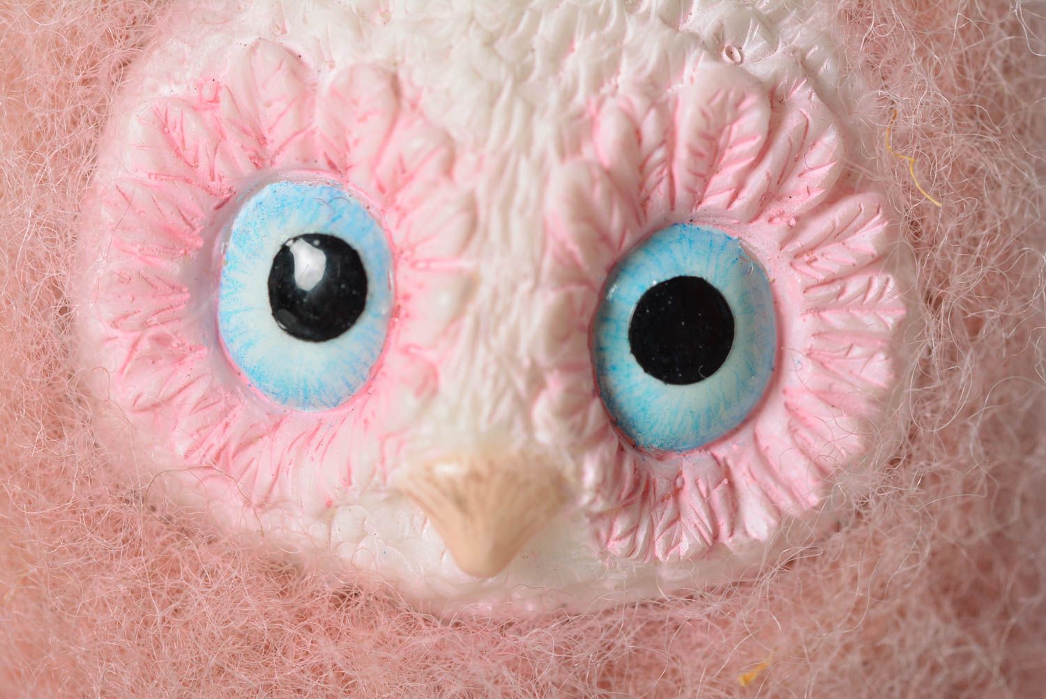 Игрушка ручной работы мягкая игрушка интерьерная игрушка в виде совы розовая фото 2