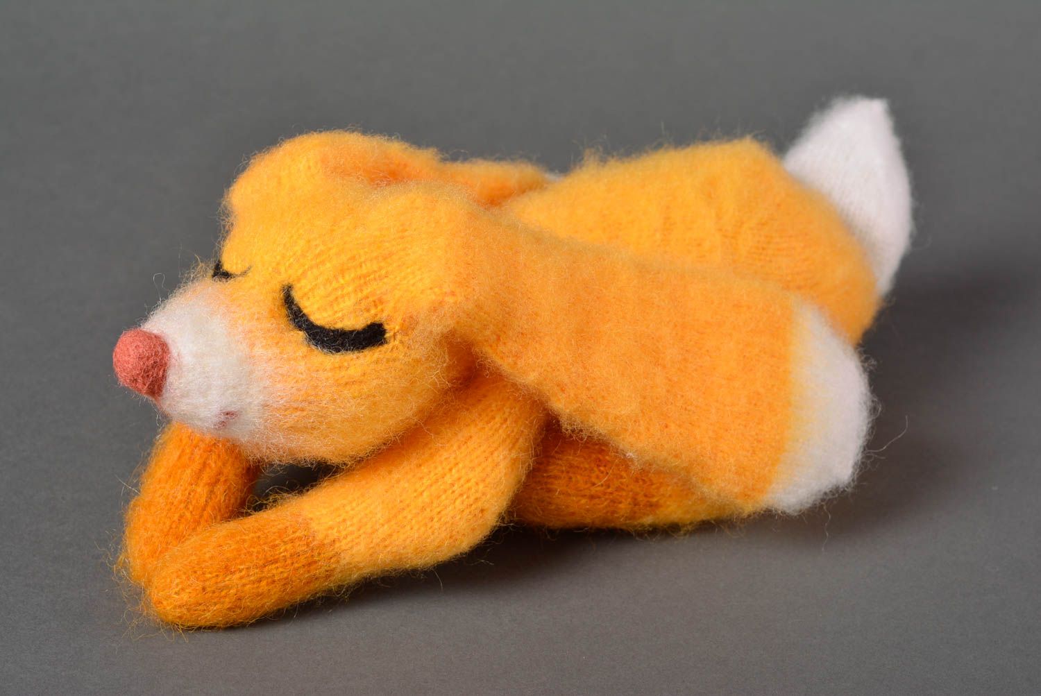 Handmade Strick Kuscheltier Spielzeug Hase Geschenkidee für Kinder orange foto 1