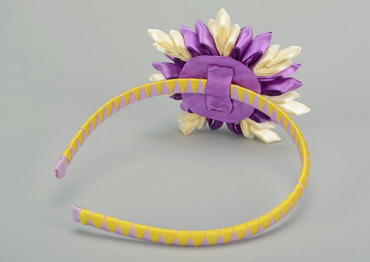 Headband, head wreath with satin flowers photo 3