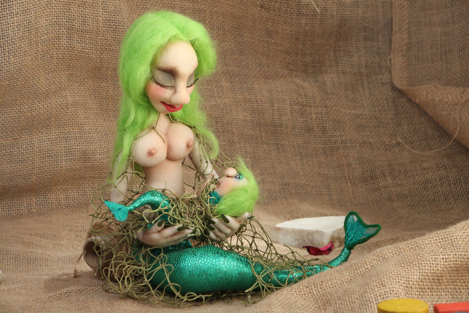 Interior doll Mermaid with baby photo 5