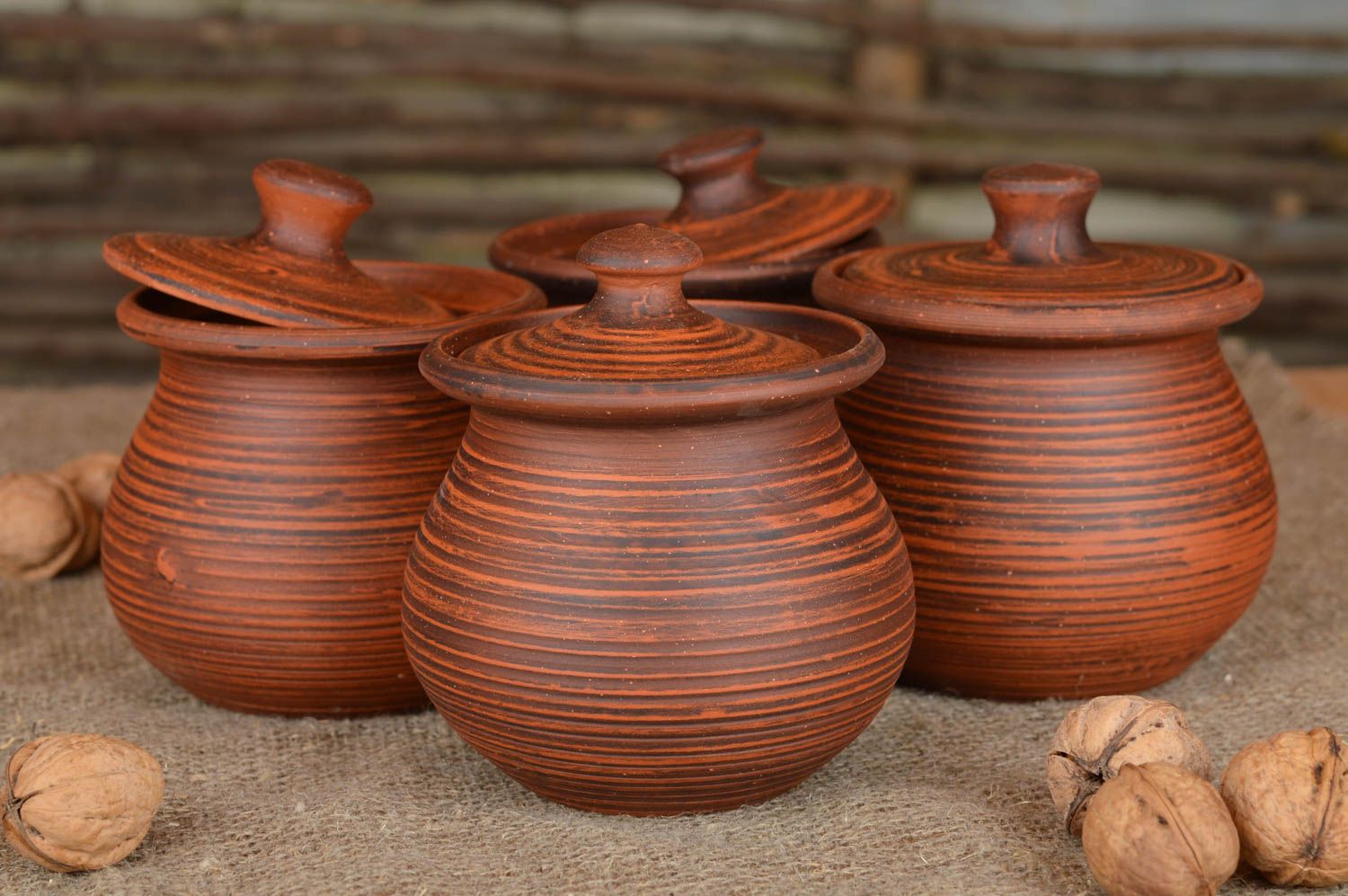 BUY Set Of Handmade Ceramic Pots With Lids For Baking 4 Items For 400 