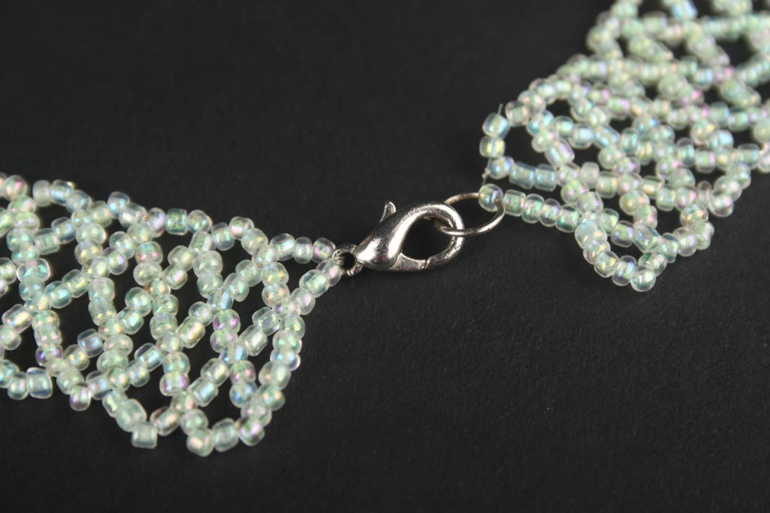 Unusual handmade beaded necklace woven bead necklace artisan jewelry designs photo 3