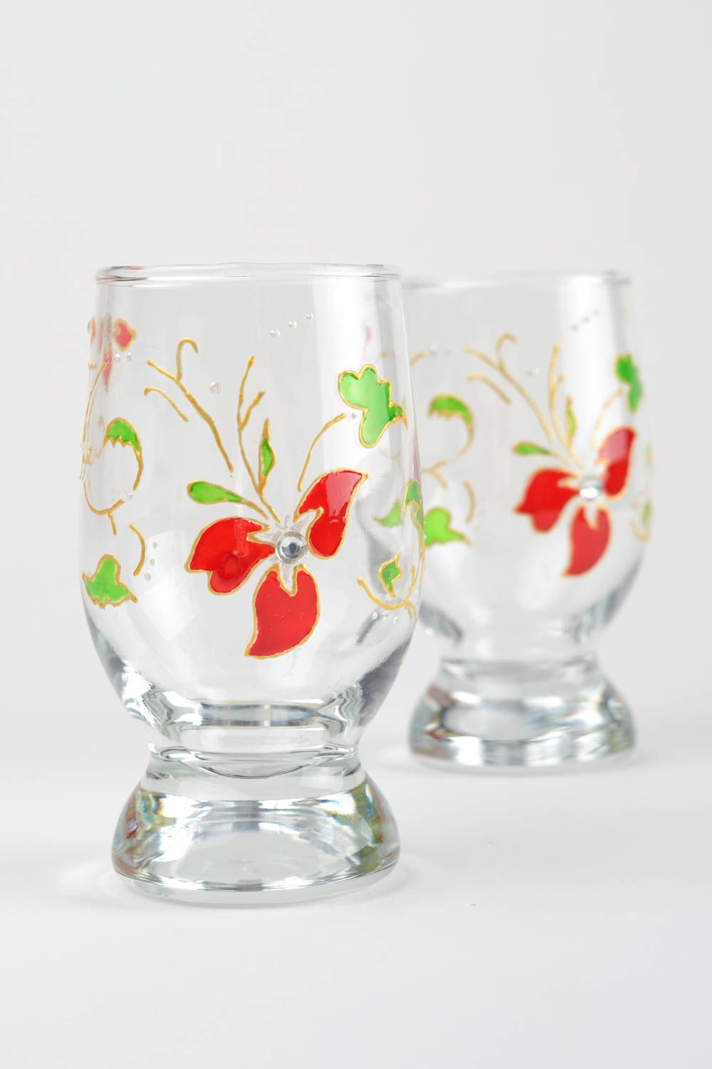Deux verres fait main Vaisselle design Art de table 22,5 cl en verre peints photo 1