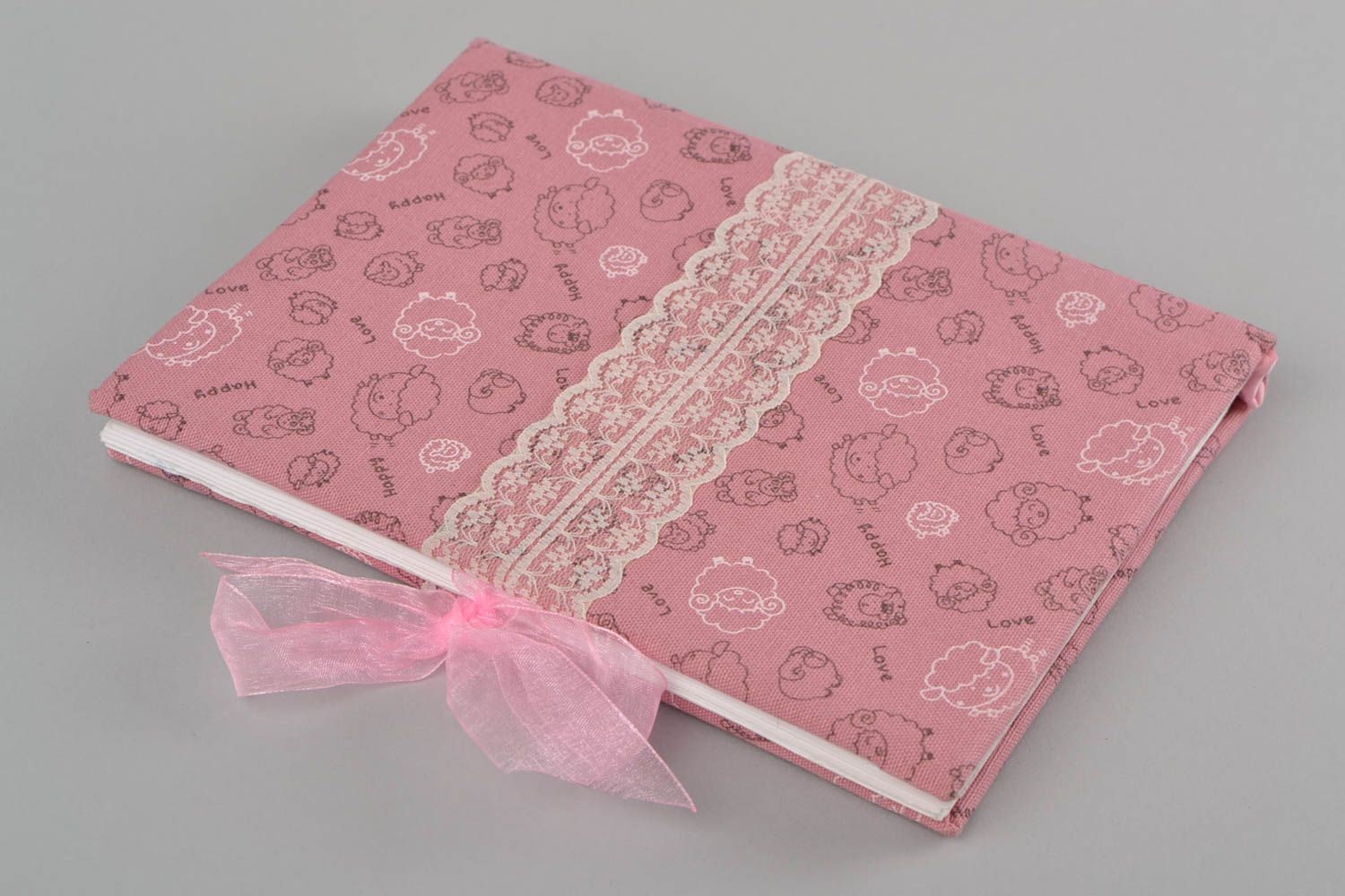 Schönes rosa Scrapbooking Baby Tagebuch handmade mit Stoffeinband für Mädchen foto 5