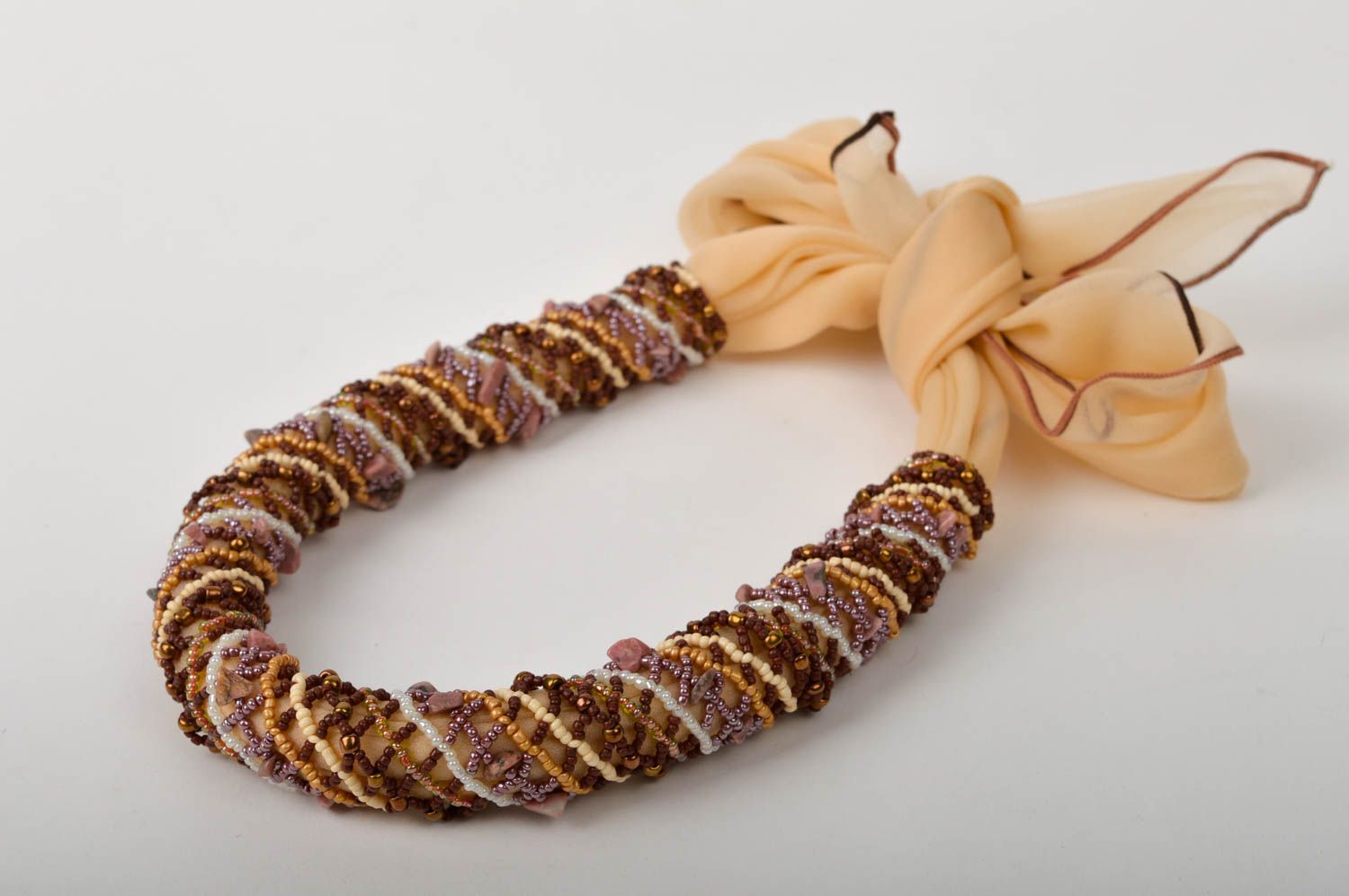 Collier original Bijou fait main textile perles de rocaille Cadeau femme photo 2