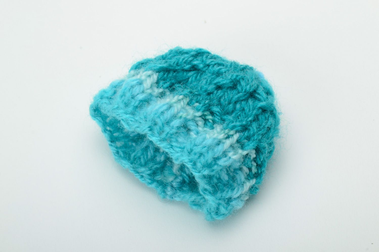Couvre-oeuf décoratif turquoise fait main tricoté de fils coton acryliques photo 4