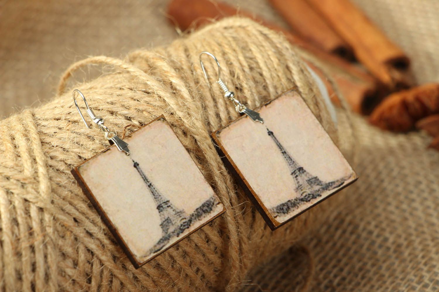 Earrings made ​​of polymer clay Paris photo 3