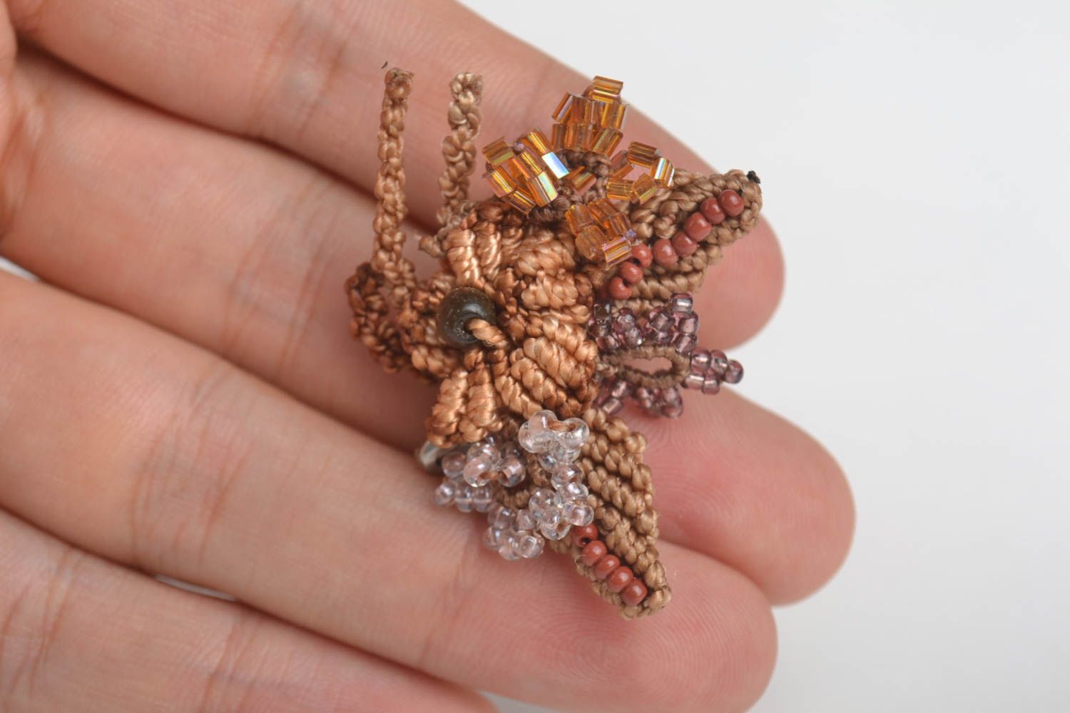 Handmade brooch macrame brooch designer jewelry unusual gift for girls photo 5