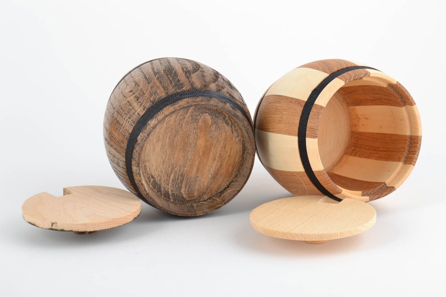 Conjunto de ollas de madera para productos a granel hechas a mano 2 piezas 300 ml foto 4