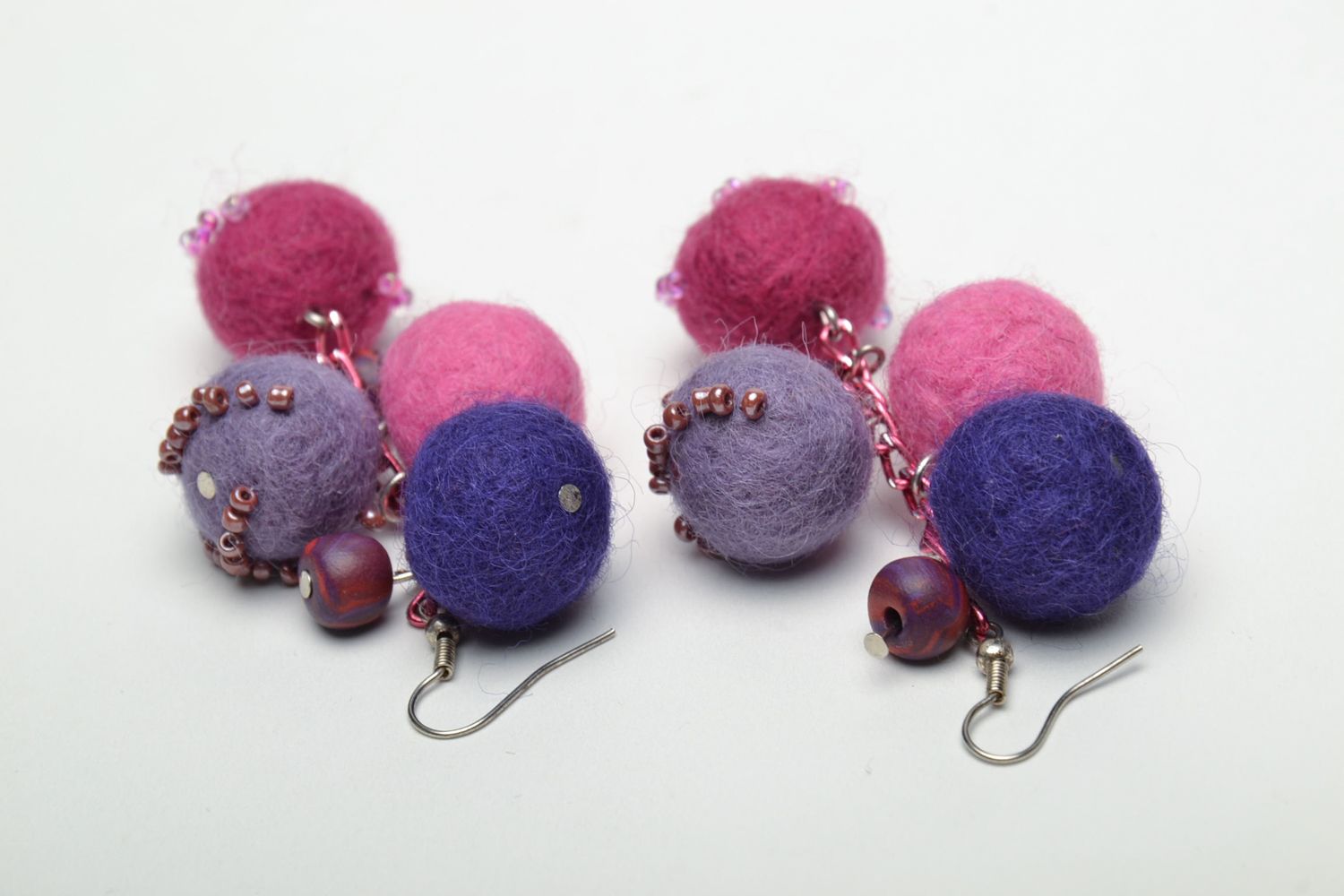 Massive wool felted earrings photo 5