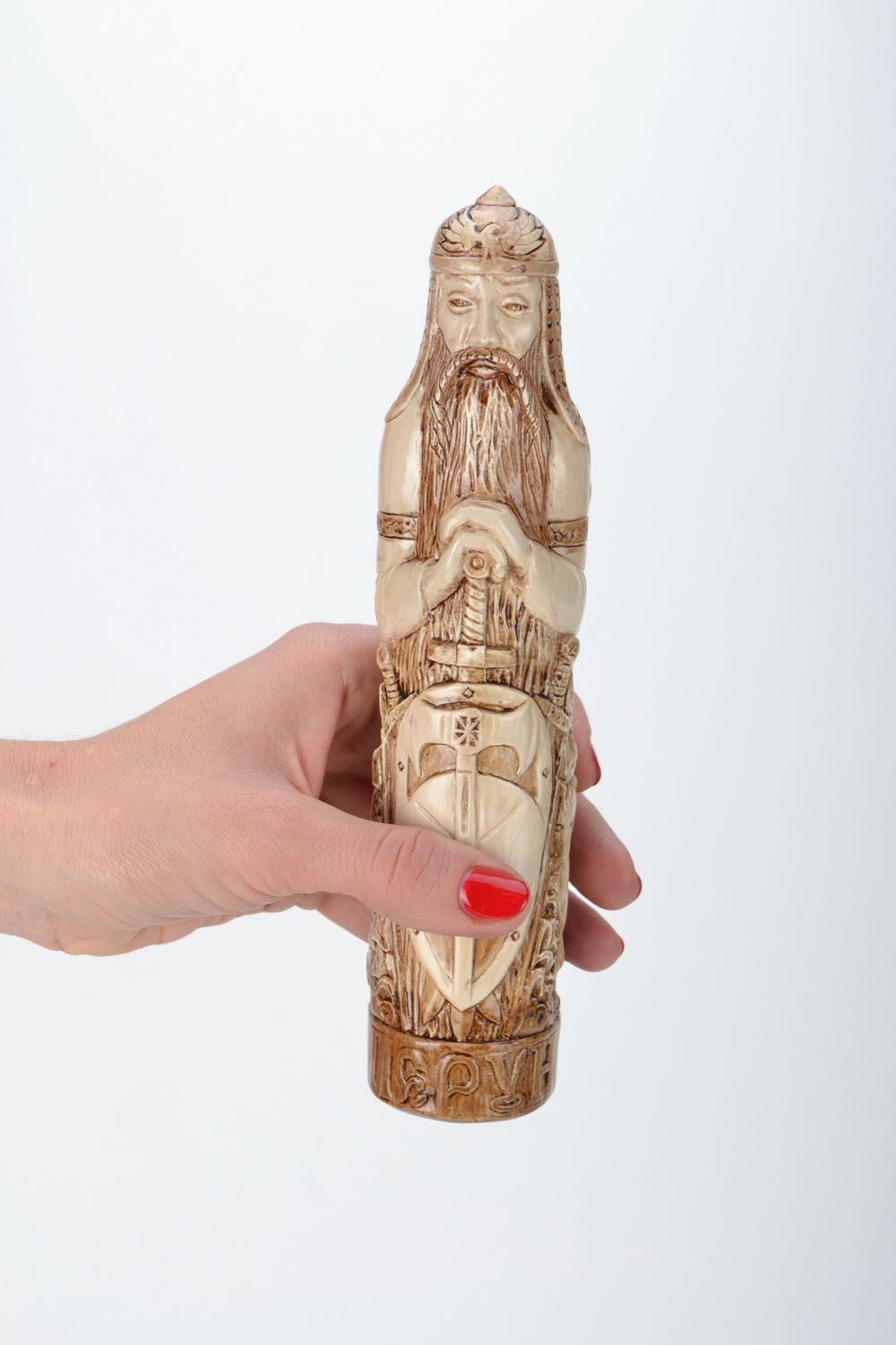 Figurine en plâtre idole slave Péroun brun clair cadeau original pour maison photo 1