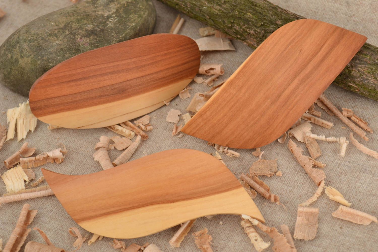 Set de pasadores para el pelo hechos a mano de madera hermosos 3 piezas foto 1