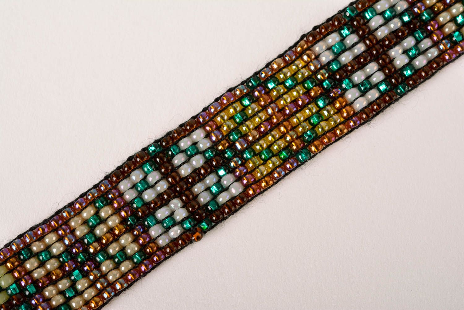 Black and green strand handmade beaded bracelet for girls photo 3