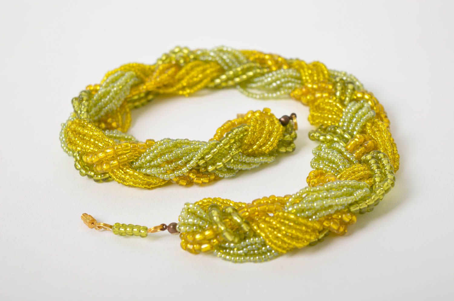Damen Halskette handgemacht Designer Schmuck grün gelb Frauen Accessoire  foto 4