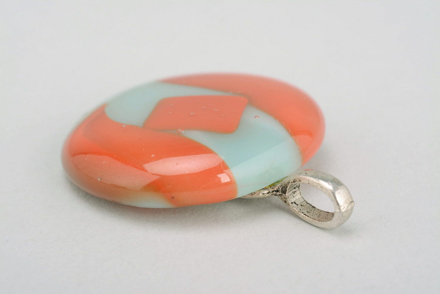 Glass pendant made using the fusing technique Orange circle photo 1