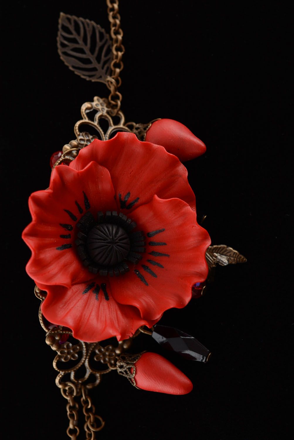 Bracelet made of metal and polymer clay Poppy photo 4