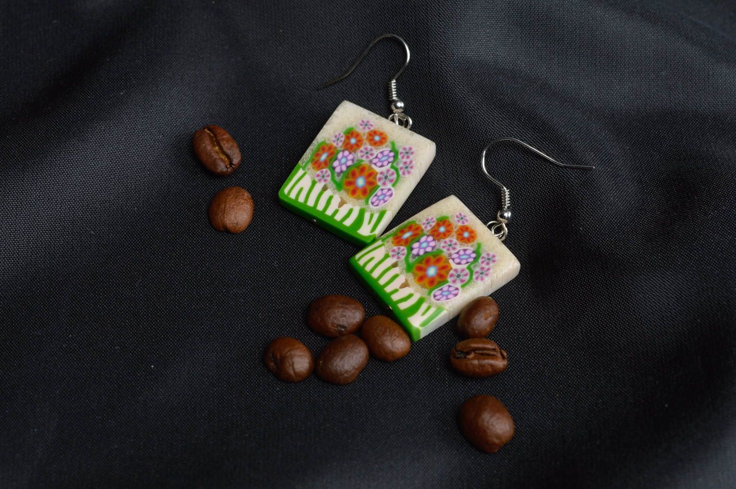 Handmade polymer clay earrings stylish accessory for girls plastic jewelry photo 1
