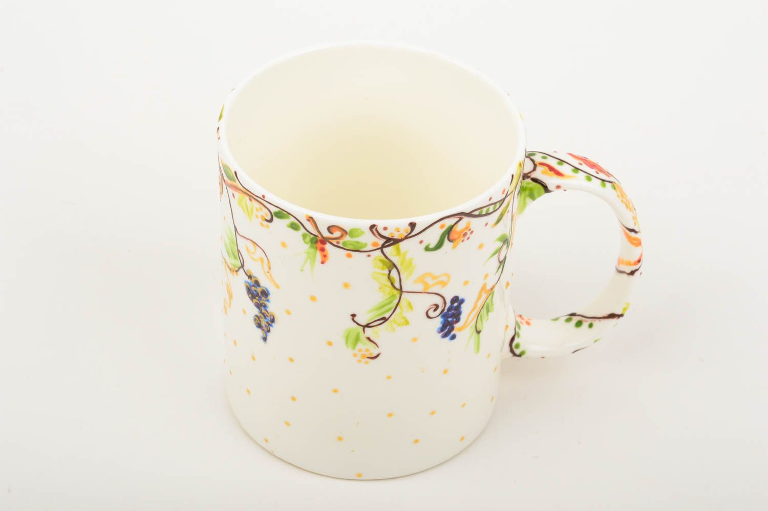 Ceramic coffee mug with parrot hand-painting and handle photo 3