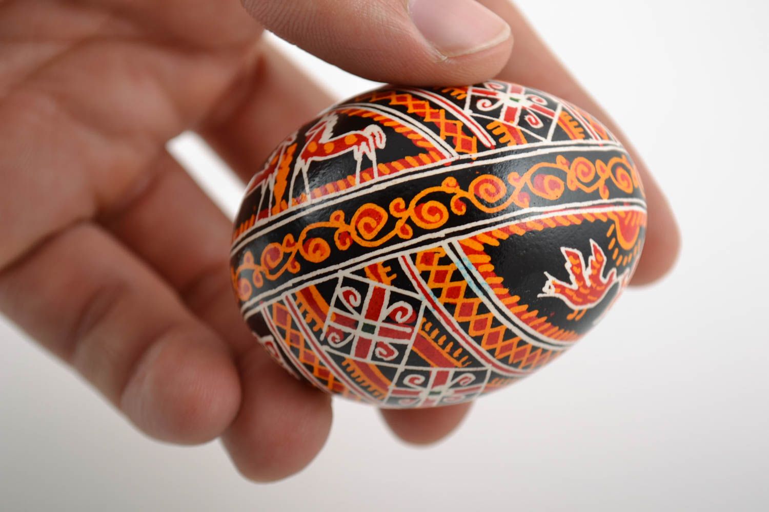 Easter chicken egg pysanka painted with acrylics beautiful handmade Easter decor photo 2