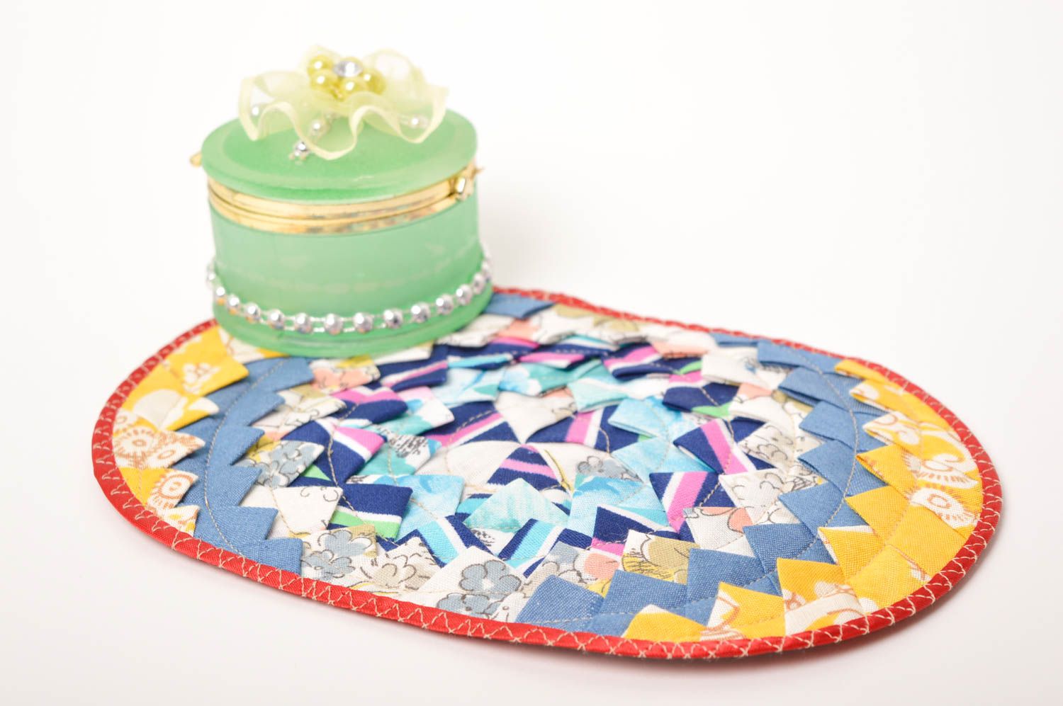 Bright handmade fabric coaster textile coaster hot pads table decor ideas photo 1