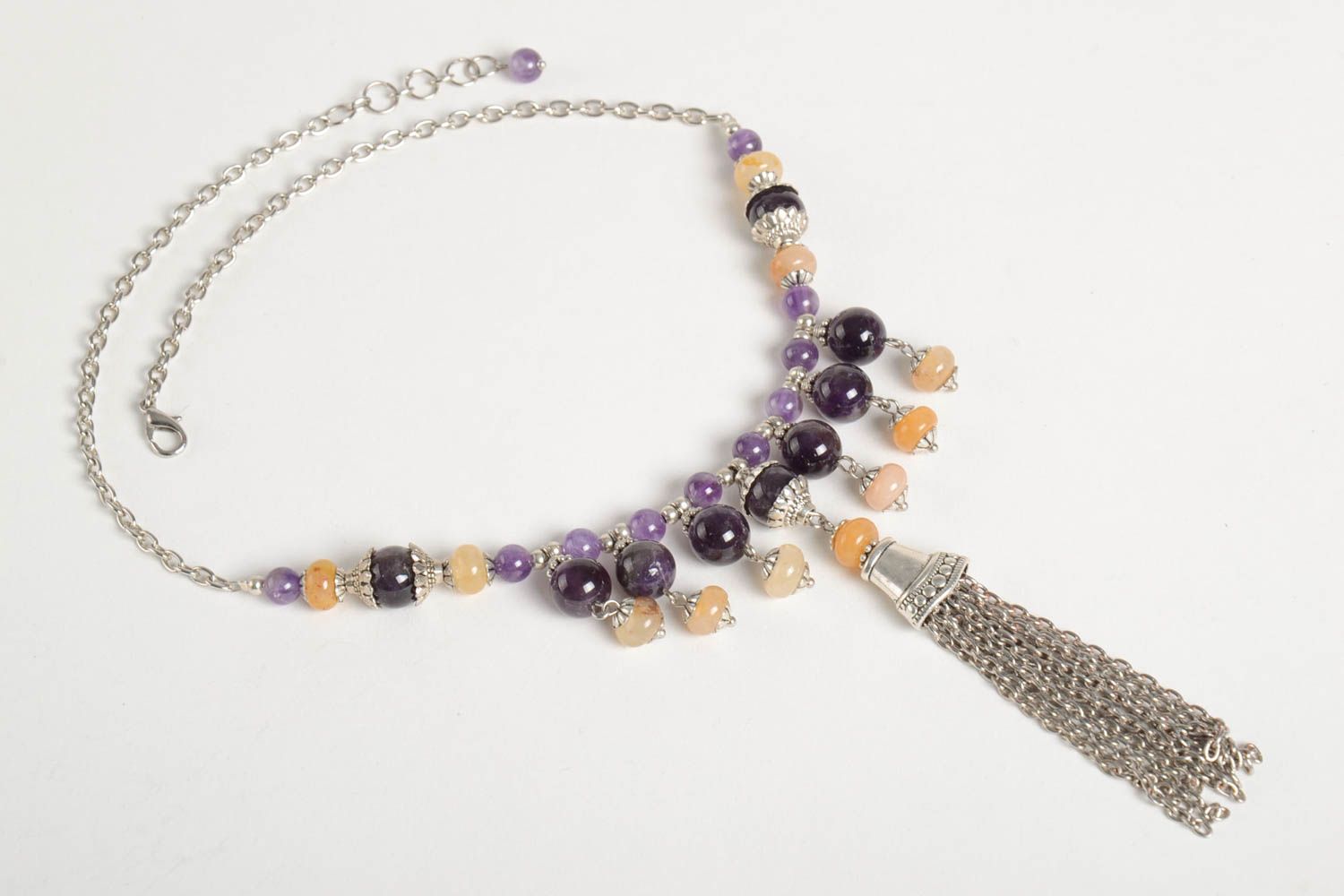 Handmade designer elite jewelry unusual beaded necklace feminine necklace photo 5