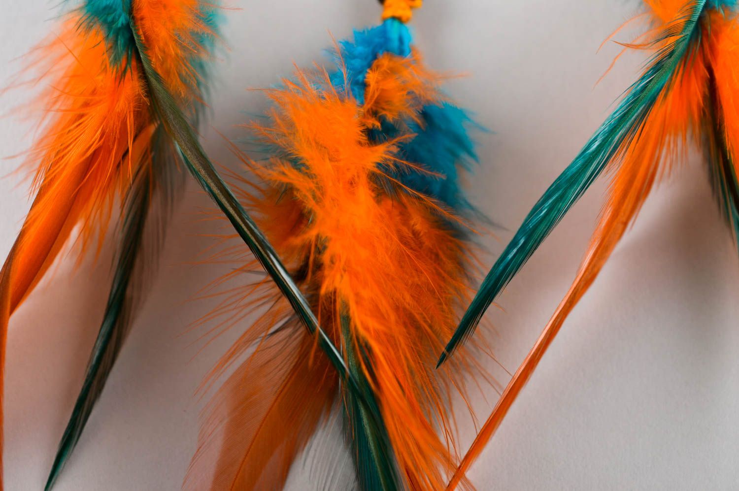 Atrapasueños con plumas hecho a mano decoración de pared talismán de protección  foto 3