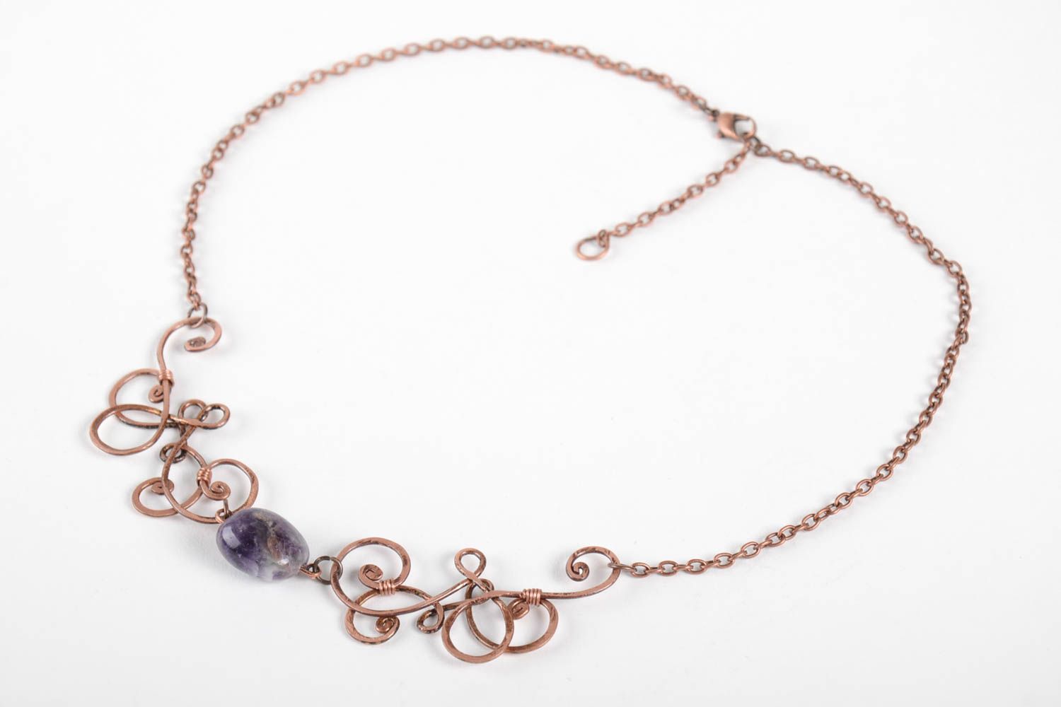 Handmade vintage pendant natural stone pendant copper jewelry copper pendant photo 5