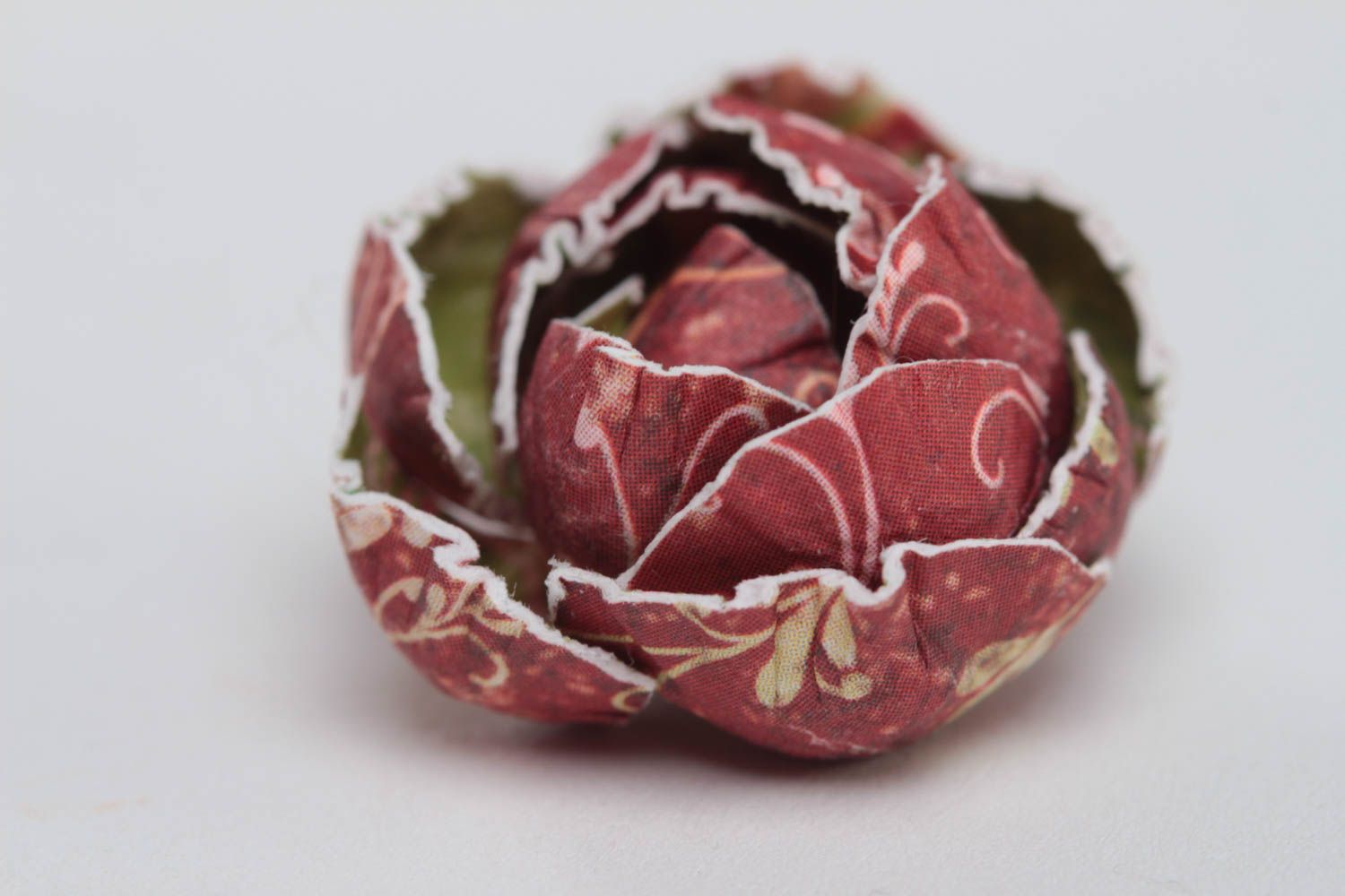 Petite fleur pour scrapbooking en papier rose rouge faite main originale  photo 3