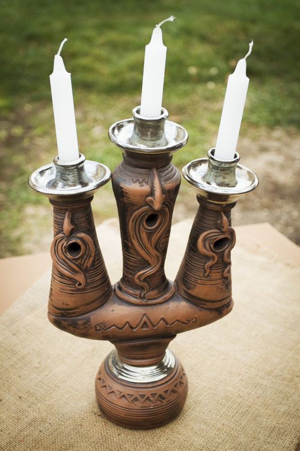 Ceramic candlestick Cossacks photo 1