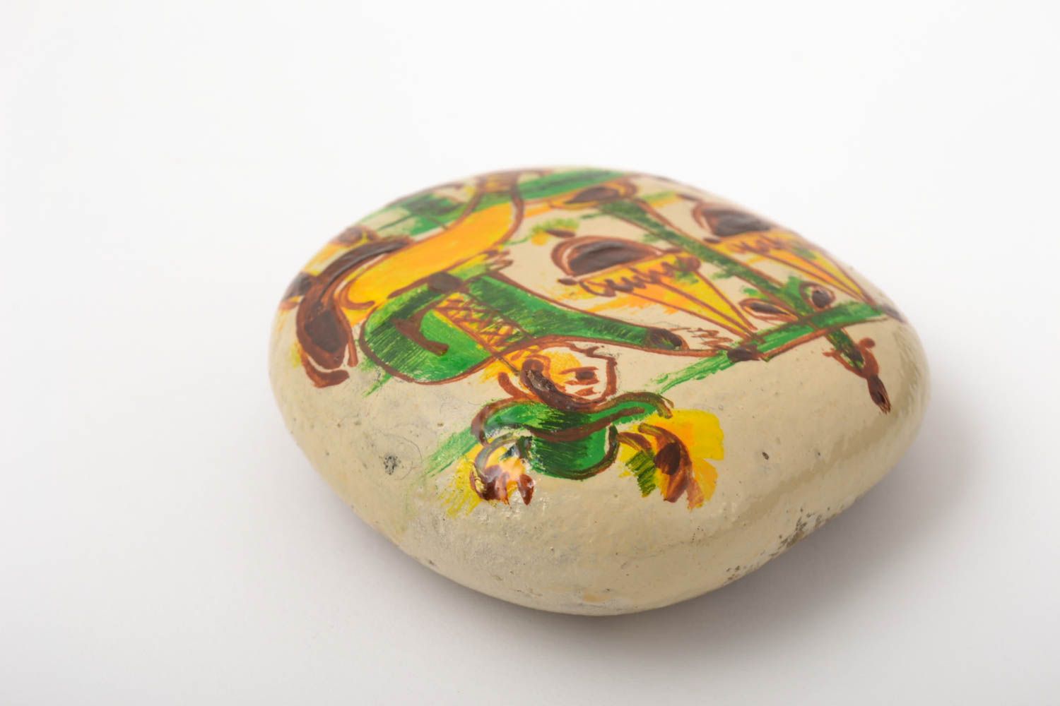 Unusual handmade sea stone painted pebbles modern art decorative use only photo 4