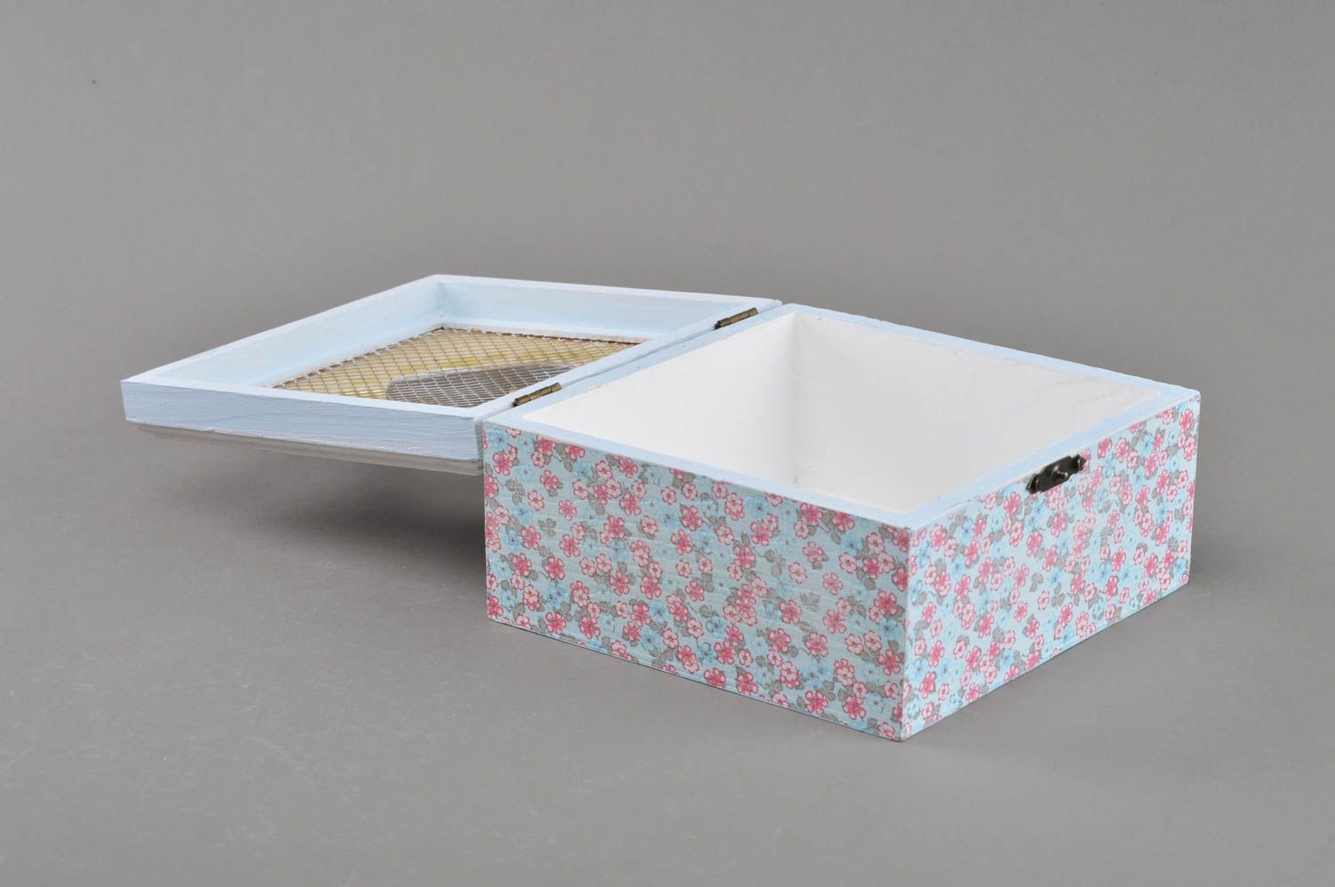 Beautiful rectangular handmade designer plywood jewelry box with decoupage photo 3