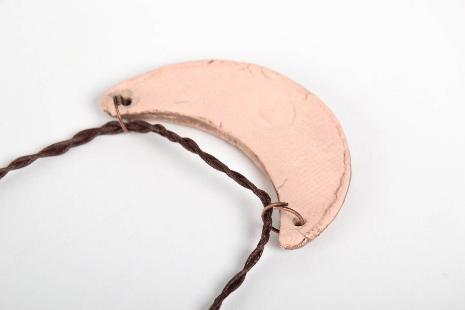 Crescent pendant handmade neck accessory designer clay necklace for women photo 4