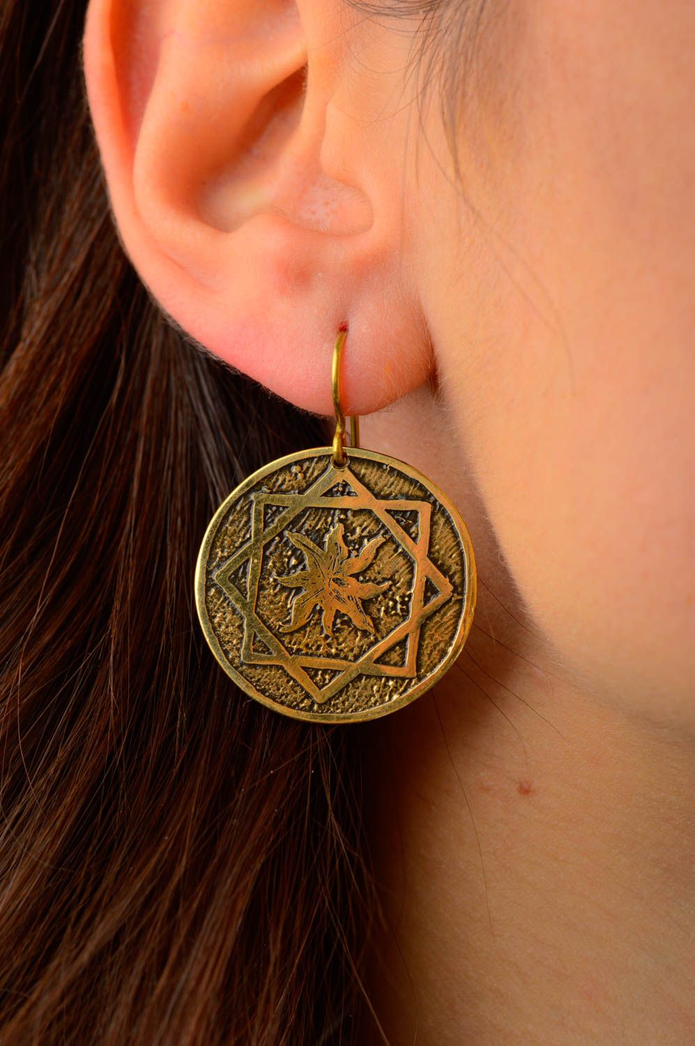 Handmade earrings massive earrings metal jewelry designer accessories for women photo 2