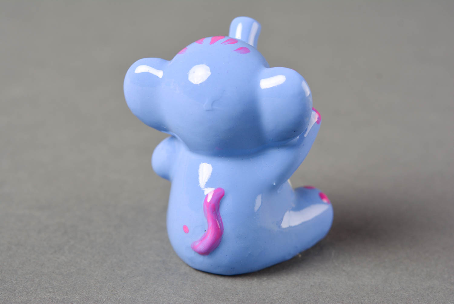 Figura artesanal de yeso regalo para niño decoración de interior Elefante azul foto 5
