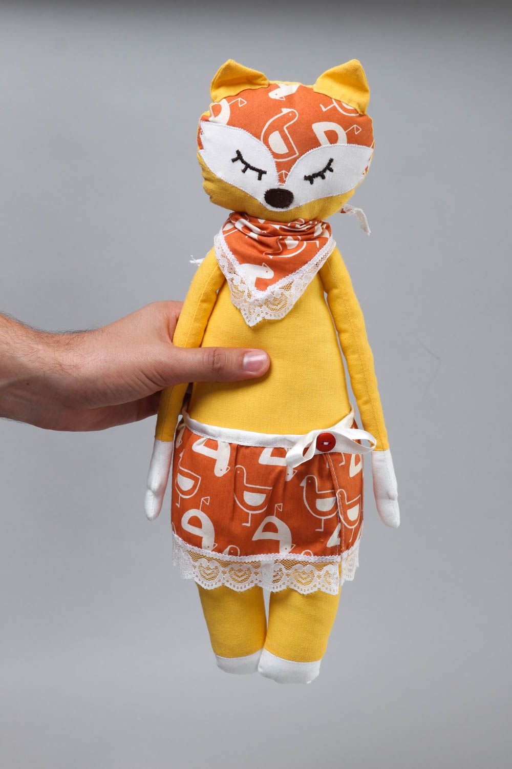 Игрушка лиса ручной работы детская игрушка красивая мягкая игрушка из хлопка фото 5
