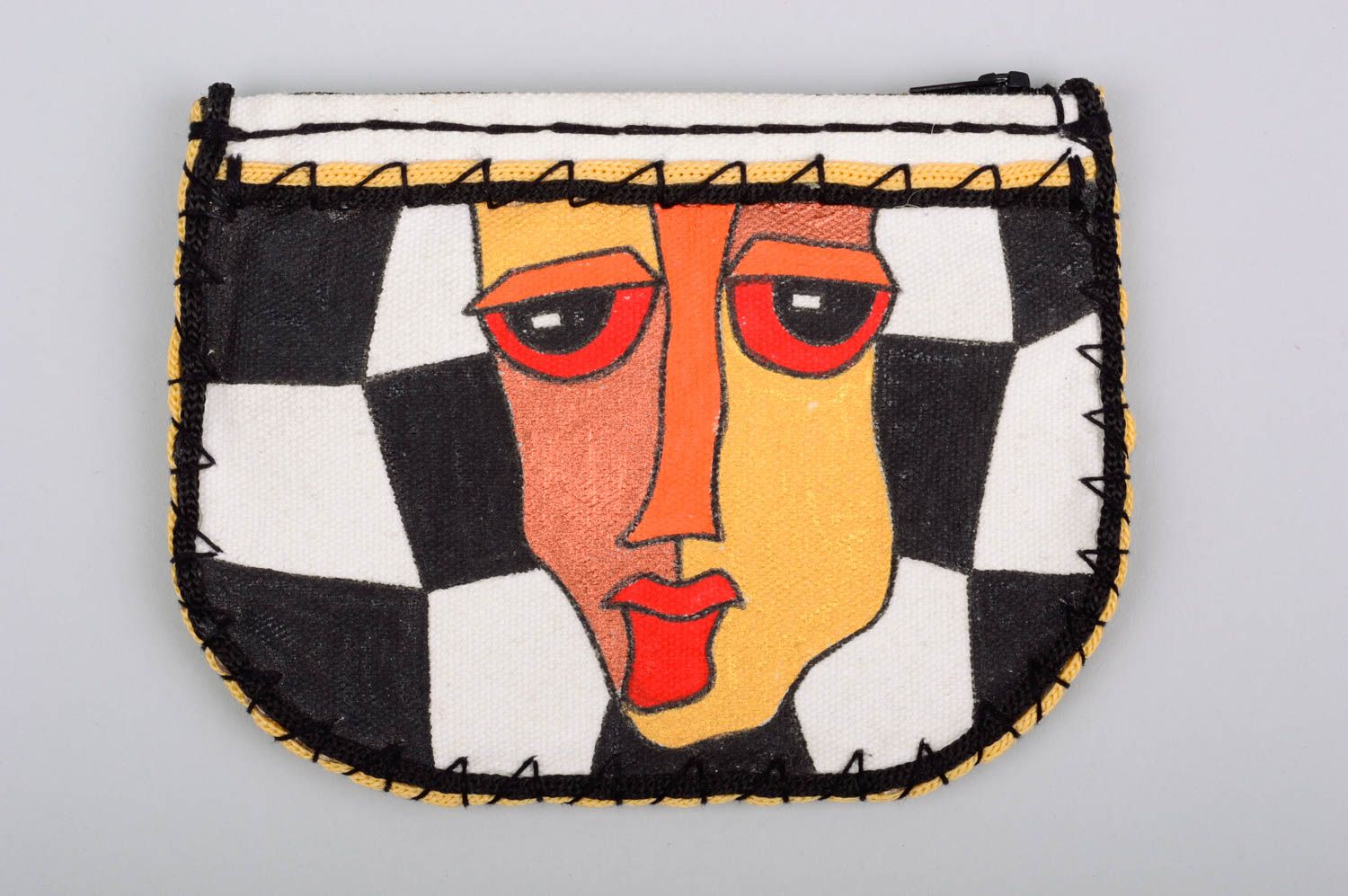 Damen Geldbörse mit Muster kariert handmade aus Textil modisches Accessoire  foto 1