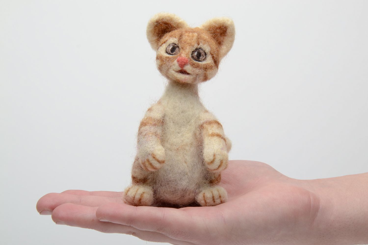 Мягкая игрушка из шерсти Рыжий кот фото 5