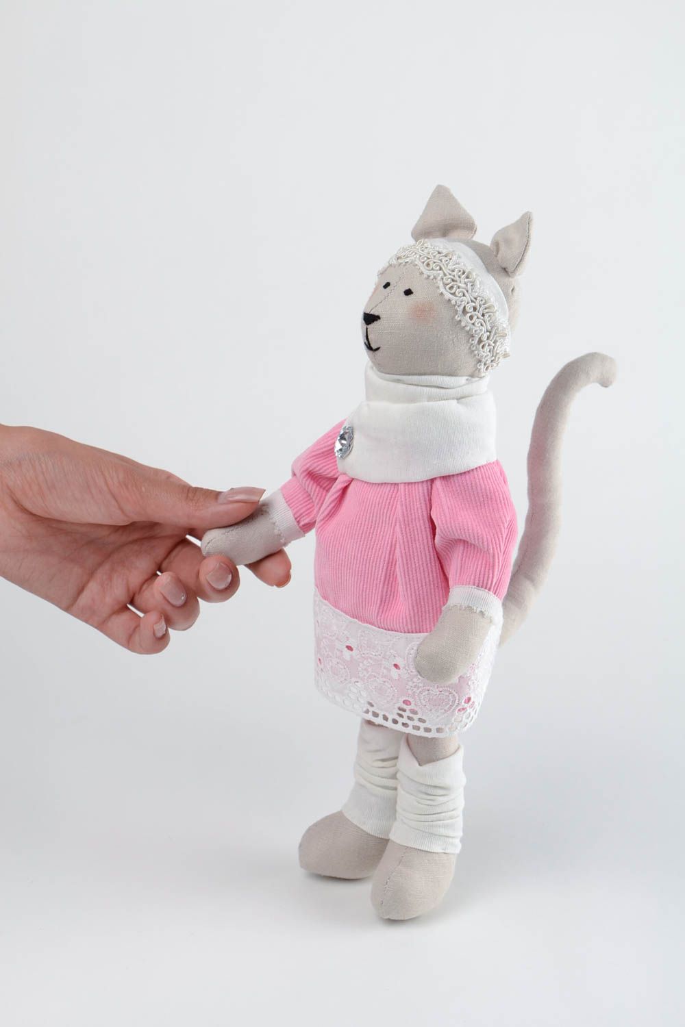 Игрушка кошка ручной работы мягкая игрушка кот предметы декора для дома фото 2